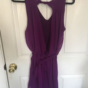 Evening dress in dark purple with open back